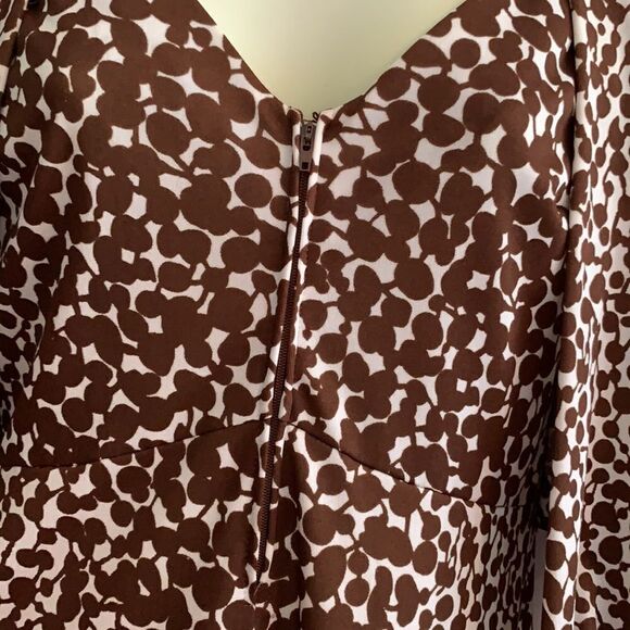 Vtg 70s Rona wrap front brown polyester dress - Picture 8 of 10